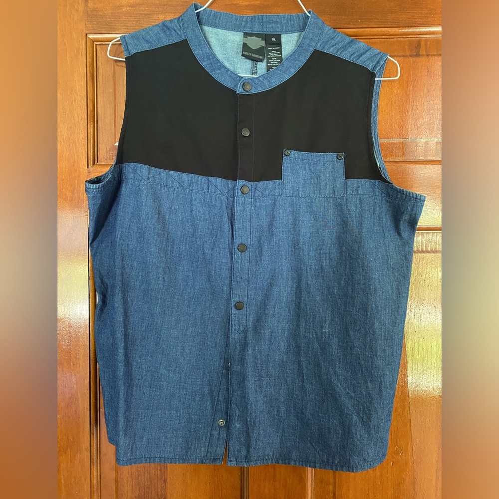 Harley-Davidson sleeveless denim mixed media top